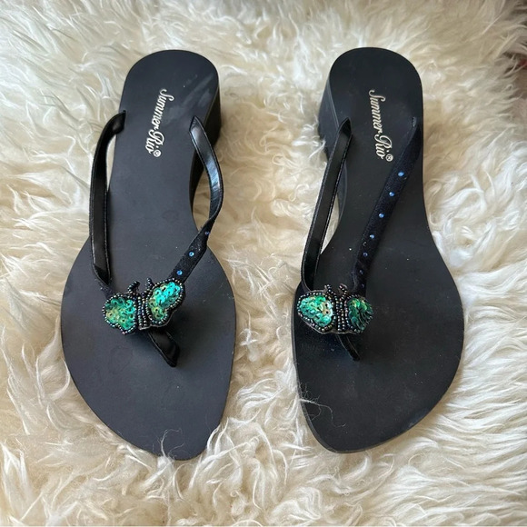 Y2K Sequin Butterfly Wedges - Picture 1 of 5